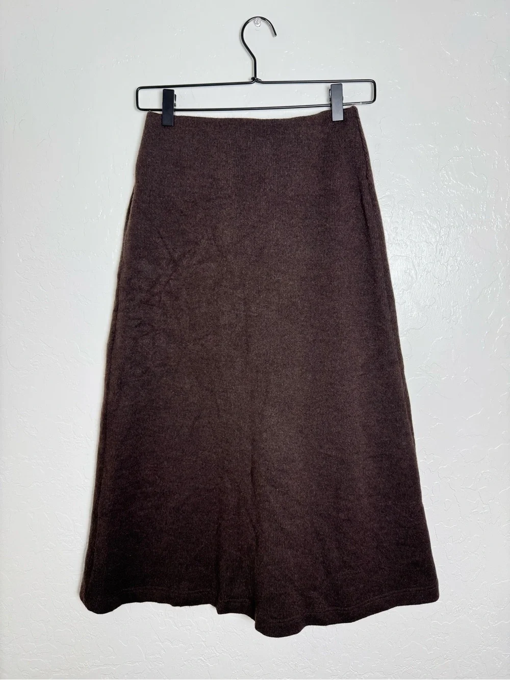 OGL Chocolate Brown Wool Blend Midi Skirt